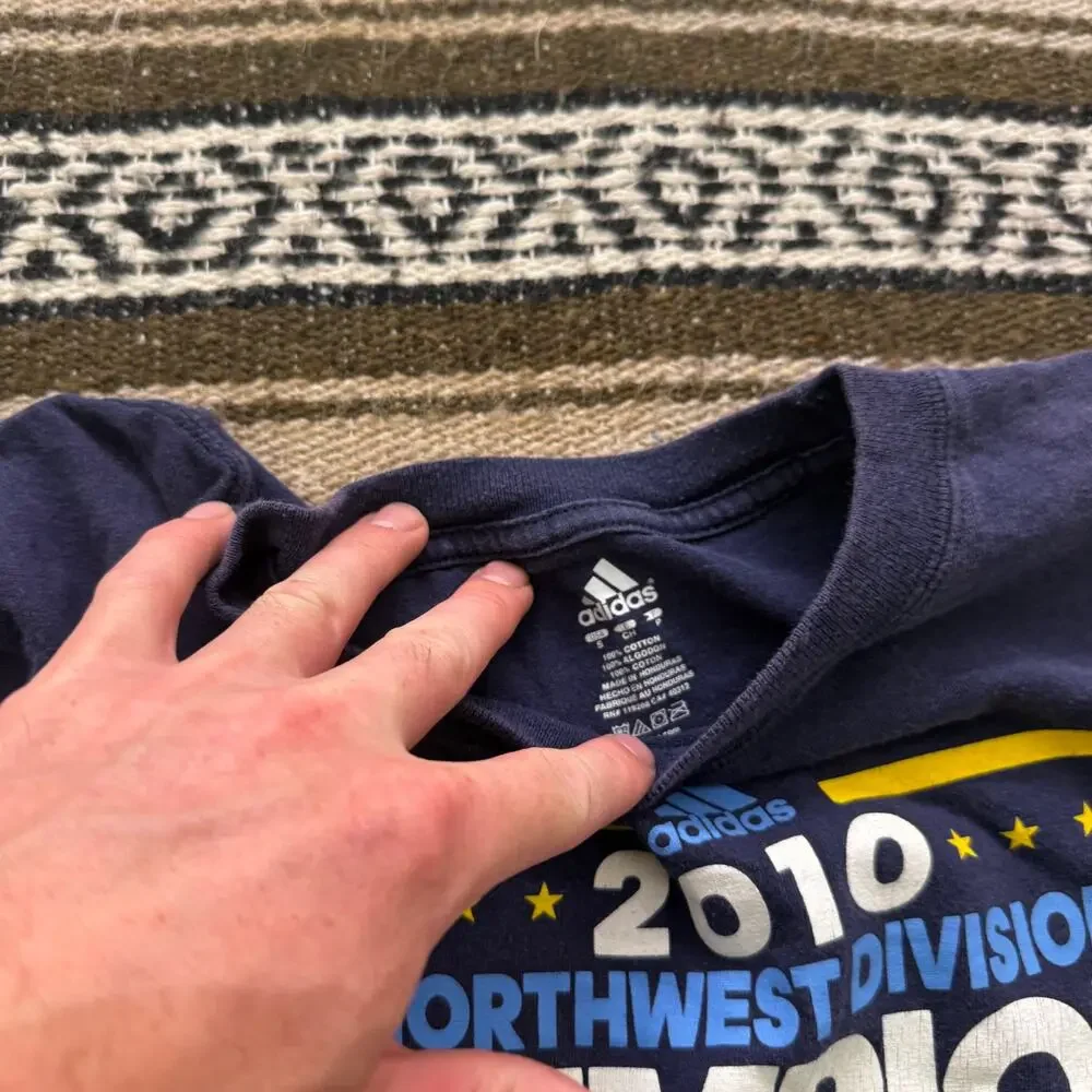 Men's Adidas Denver Nuggets 2010 Northwest Division Champions Blue Shirt Sz S